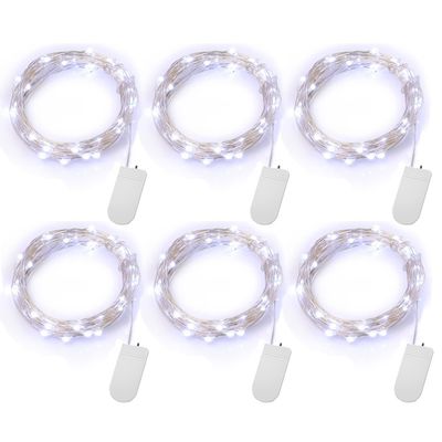 6 PCs koelen Witte Batterij In werking gestelde Geleide Koordlichten voor Partijdecoratie